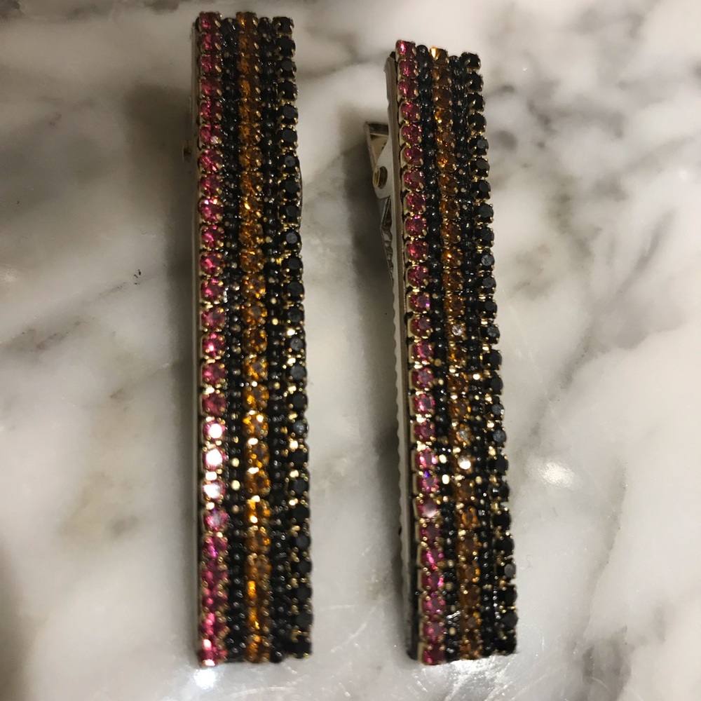 Rainbow stone hair clips